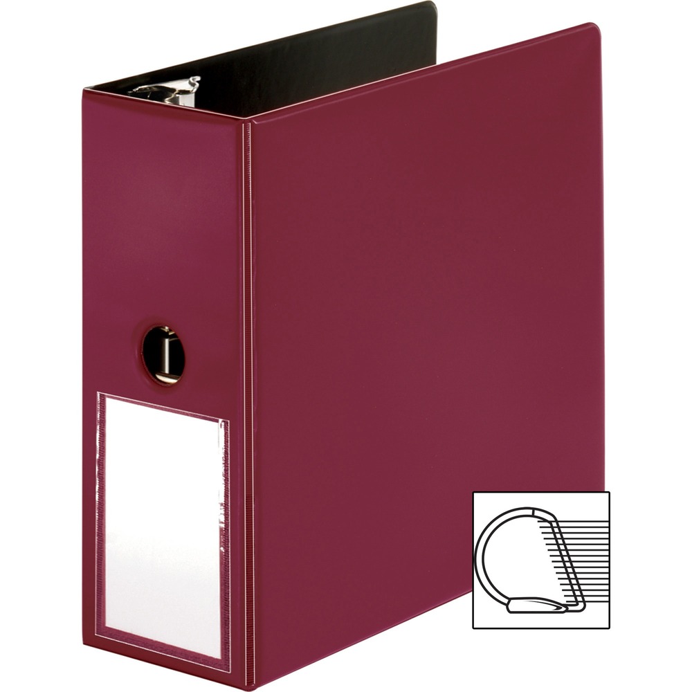 BSN33122 - Binder features slanted D-rings to hold more sheets and allow lay-flat visibility. Transparent label holder on the spine lets you quickly find the binder you need. Interior pockets conveniently keep your loose files and papers easily accessible. 5" back-mounted rings hold up to 1,050 sheets of paper. Binder is perfect for projects, training manuals, reports, presentations and more.
