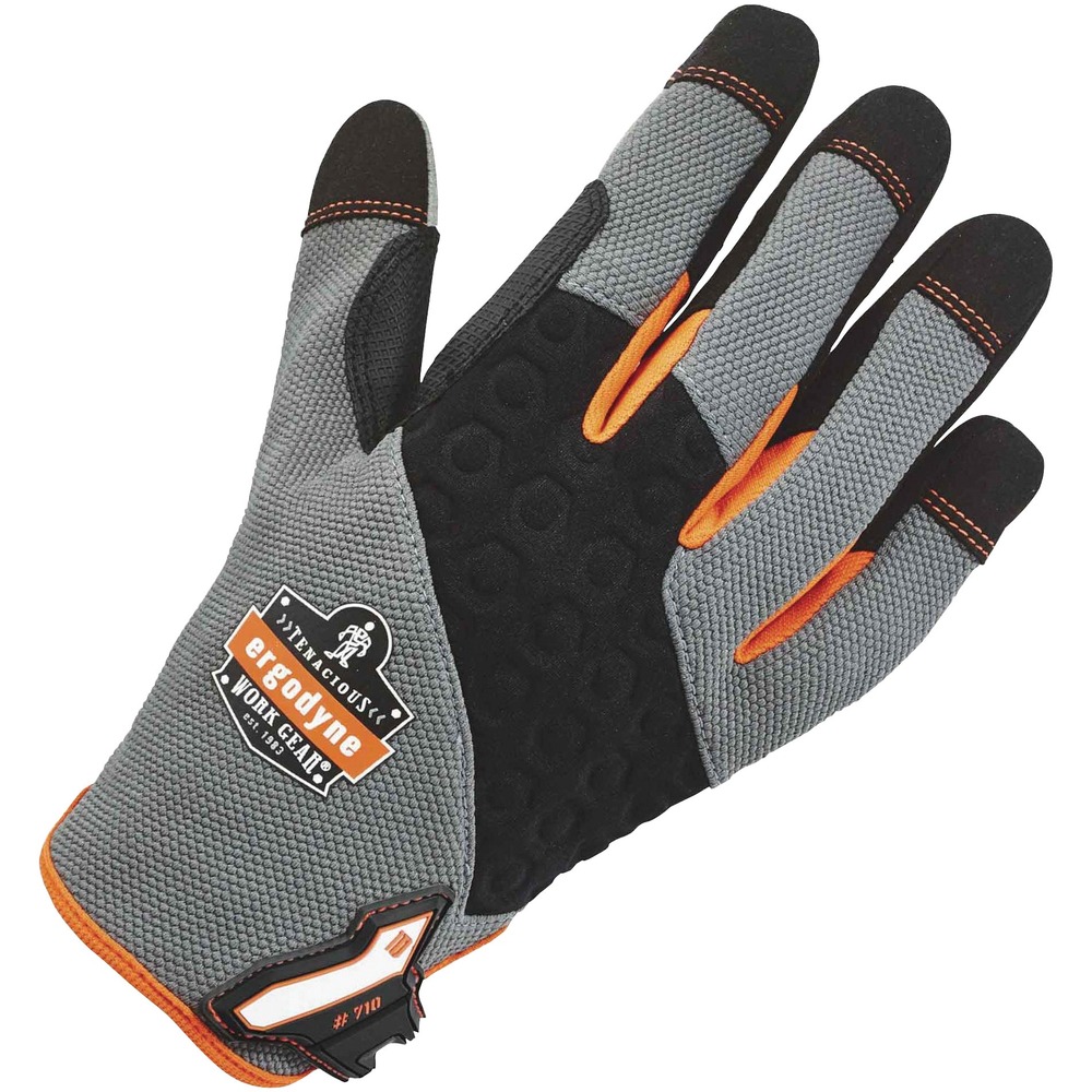 EGO17042 - ProFlex 710 Heavy-Duty Utility Gloves provide superior protection for the skilled professional. They come ready to serve with a state-of-the-art, abrasion-resistant gripping material. Use for heavy-duty work, construction, framing/carpentry, roofing and tool/machine operation. Rugged reinforcements include Tena-Grip reinforcement zones on palm, thumb saddle and fingertips to resist abrasion and provide superior grip on tools and equipment. Full-finger gloves offer maximum protection while a framing finger configuration combines protection with maximum dexterity for handling fasteners. Padded neoprene knuckle area protects while providing maximum comfort. Utility gloves in size small also feature technical hex-stretch poly knit construction; low-profile, molded hook-and-loop closure with ID space; and pull-on tab for easy on/off.