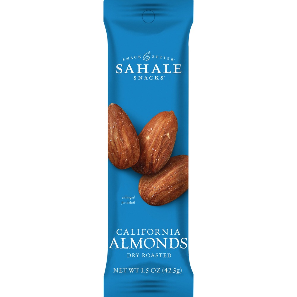 SMU00329 - These delicious California almonds are finished with a touch of natural sea salt for a savory combination of flavors. Steam-pasteurized almonds are dry-roasted to maintain their heart-healthy fats, protein, vitamins and minerals. Non-GMO ingredients are verified to be gluten-free. Grab-and-go packaging is just the right size for snacking at your desk, on the trail or while you're running errands. Snack mix is perfect for boosting office morale, impressing visitors and more.