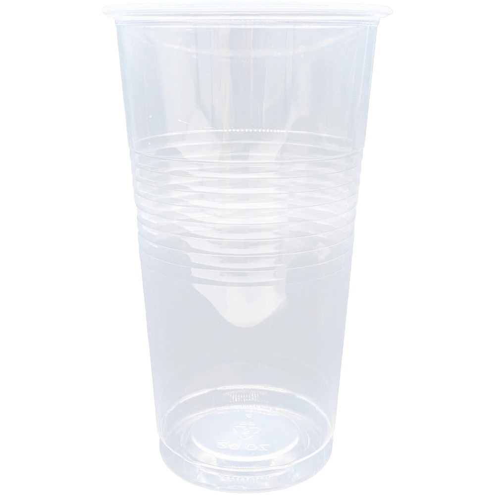 GJO10502 - Transparent cup provides a practical way to serve cold, refreshing beverages to your guests, employees, customers and more. Smooth rim provides a satisfying sipping experience and is rolled to enhance the strength of the sidewall. Ridged exterior creates a slip-resistant surface to prevent accidental spills and messes as condensation collects. Disposable design allows quick, easy cleanup after each use. Cold cup is perfect for daily use, company gatherings, picnics, special events and more.