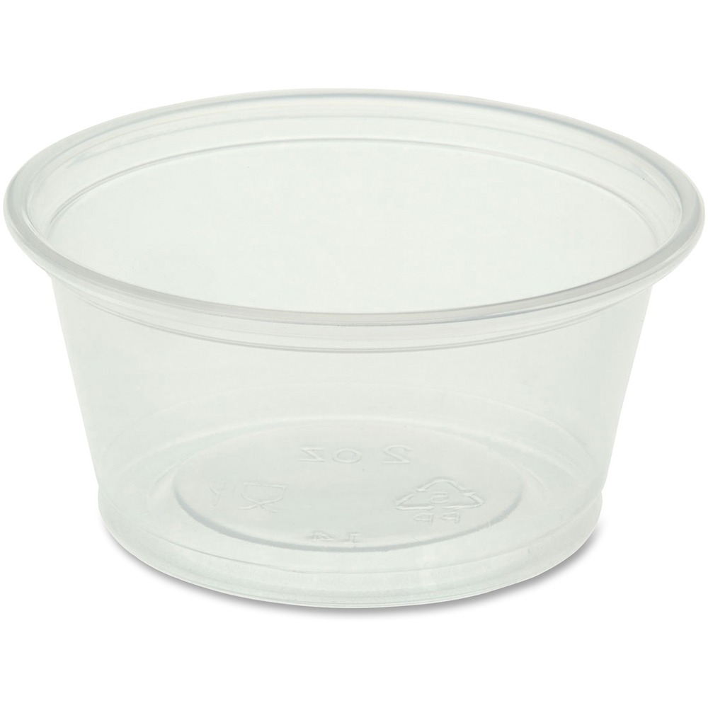 GJO19062 - Portion cups are conveniently sized to handle a variety of dining applications. Its leakproof, polystyrene construction holds liquid items for extended periods of time without soaking through. Strong closure keeps items securely contained for easy transportation when used with a lid (sold separately). Disposable design allows quick, easy cleanup after each use. Portion cups are perfect for serving beverage samples, condiments, sauces and more.