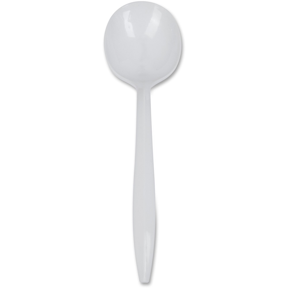 GJO20003 - Medium-weight cutlery is flexible yet rigid enough to hold up to most uses. Smooth, glossy construction is easy to grip for excellent control. Disposable design allows quick, easy cleanup after each use. These soup spoons are perfect for office parties, breakroom use, take-out meals, catering and more.