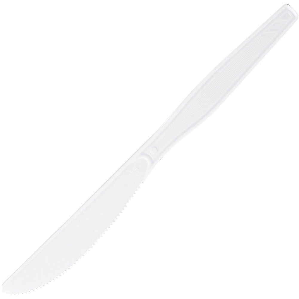 GJO30401 - Heavyweight knives are strong enough to handle dense or heavier foods to provide a satisfying dining experience for your guests, customers and employees. Smooth, glossy construction is easy to grip to provide better control. Disposable design allows quick, easy cleanup after each use. Polystyrene cutlery is perfect for office parties, breakroom use, take-out meals, catering and more.