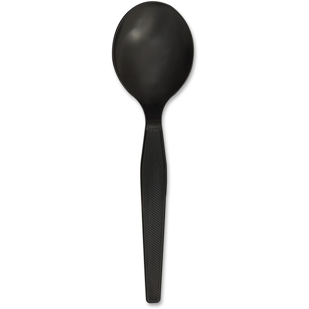 GJO30406 - Heavyweight soup spoons are strong enough to handle dense or heavier foods to provide a satisfying dining experience for your guests, customers and employees. Textured handle is easy to grip to provide better control. Disposable design allows quick, easy cleanup after each use. Polystyrene cutlery is perfect for office parties, breakroom use, take-out meals, catering and more.