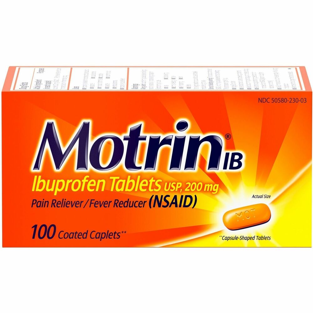 JOJ048101 - Get relief from minor aches and pains with Motrin IB 200mg ibuprofen tablets. Safe and effective when used as directed, these ibuprofen tablets temporarily reduce fever and relieve minor aches and pains due to the common cold and flu, headache, muscular aches, minor pain of arthritis, toothache, backache and menstrual cramps. Each Motrin IB tablet contains 200 mg of ibuprofen.