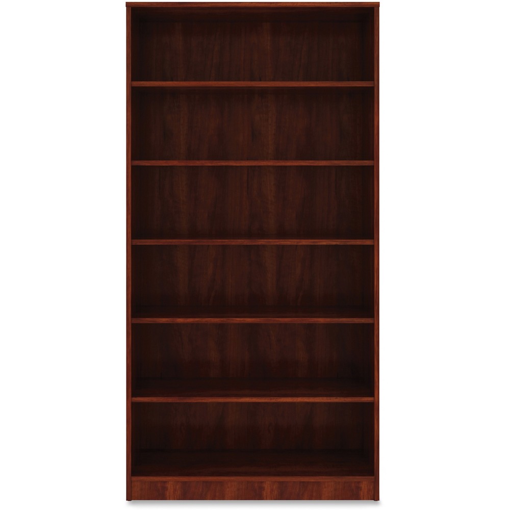 LLR99791 - Sturdy, six-shelf bookcase offers high-quality laminate construction and a contemporary design. Shelves are 3/4" thick and made of 18mm thick, medium-density fiberboard with thermally fused, Cherry laminate for long-lasting use. The visible, one-piece backing behind the shelves is made with 3mm thick, medium-density fiberboard and matching laminate. Both sides are finished. Bookcase features five adjustable shelves, one fixed bottom shelf, square edges and adjustable feet. Each shelf holds up to 75 lb.
