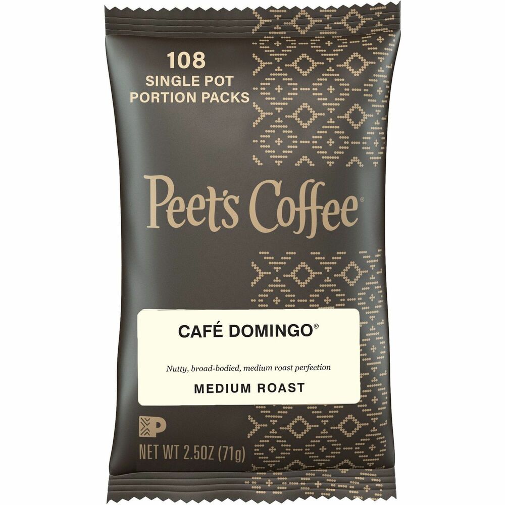 PEE504918 - Cafe Domingo blend is crafted from three Latin American coffees for slow sipping and savoring. Medium roast is smooth and balanced with hints of toffee sweetness and a crisp, clean finish. High-quality beans are expertly roasted in just the right air temperature and carefully monitored every step of the way to create its distinctive taste. Tightly sealed packaging ensures your coffee stays unimaginably fresh until opened.