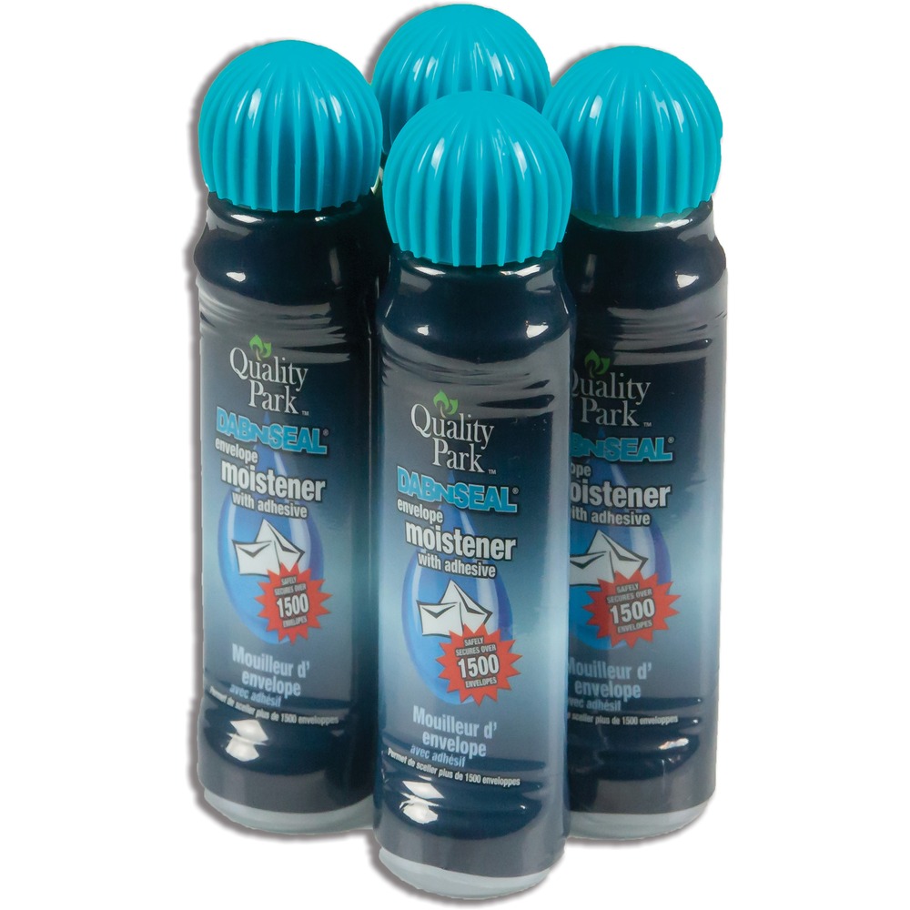 QUA46071 - Envelope moistener features a fast-drying adhesive to quickly seal envelopes during high-volume shipments. Spring-valve applicator offers clog-free performance to seal more than 1,500 envelopes without worry. Large barrel helps you maintain a secure, comfortable grip for accurate laydown. Envelope moistener is perfect for volunteer workers, public relation consultants, promotion directors and more.