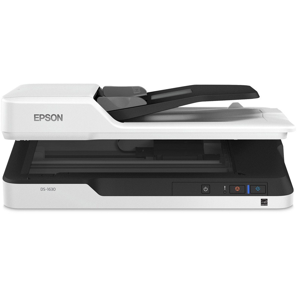 EPSB11B239201 - DS-1630 Flatbed Document Scanner streamlines workflow and increases productivity. It features a 50-page automatic document feeder (ADF) that scans in color as fast as 25 ppm. Quickly scan stacks of documents measuring up to 8-1/2" x 14" in the ADF. Flatbed handles a variety of documents up to 8-1/2" x 11-7/10" such as IDs, passports, booklets and more with a resolution of 1200 x 1200 dpi. Scanner includes TWAIN and ISIS drivers for effortless integration with existing document management systems. Optical character recognition (OCR) feature recognizes text characters in a scanned image that can create a searchable PDF or convert scanned pages to editable text. Easily scan documents to a PC, Mac or online storage account with one touch. Organize your documents using the included software suite - Epson Document Capture Pro. Epson Image Processing Technology provides auto crop, skew correction, blank page removal and background removal.