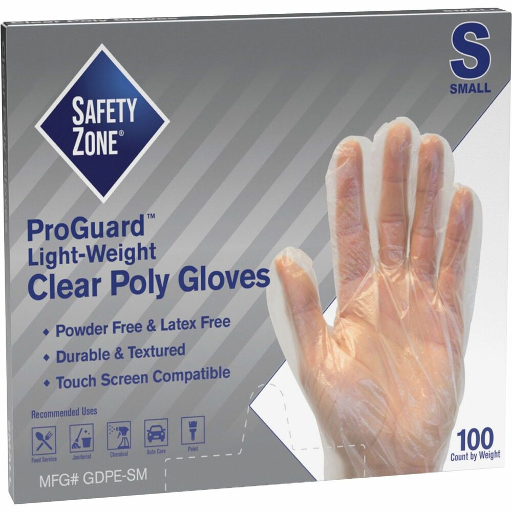 SZNGDPESM - High-density polyethylene gloves feature an embossed grip for better hold. They are most often used for light-duty tasks that require frequent glove changes. Powder-free, 11-3/4" long gloves have a loose fit for easy on-and-off applications and are especially useful in foodservice lines, deli counters and other high-volume applications. They comply with the provisions of the Federal Food, Drug and Cosmetic Act that allows repeated use in direct contact with food. Clear construction features die-cut and heat-sealed edges for dependable use. Gloves feature a 1 mil cuff thickness, 1 mil palm thickness and 1 mil finger thickness for more durable use.