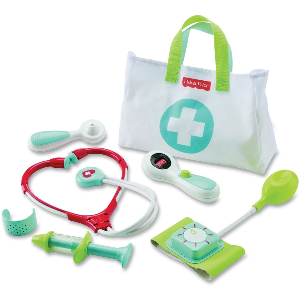 FIPDVH14 - With this medical kit, preschoolers can throw on their white coats and dive right in to role play fun. Mini-MDs can "listen" to their patient's heart with the stethoscope, "check" their temperature with the thermometer (press the button to go from "sick" to "well"), take a peek inside their ears with the otoscope, apply toy bandage cuff or pump the blood pressure cuff to see the gauge spin. Even getting a shot becomes fun with the toy syringe. Your little doc will have a ball performing checkups. Plastic medical kit lets children play out the experience of going to the doctor and learn that going to the doctor helps keep them healthy. Preschoolers exercise their imaginations as they play out different scenarios while pretending to take care of patients. Preschoolers learn about cooperation as they discover the fun of taking turns being the doctor and the patient. Kit is recommended for children ages 3 to 6 years.