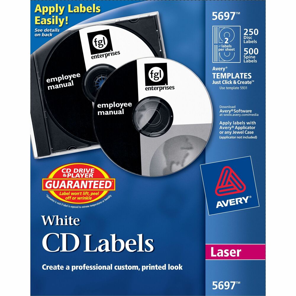 AVE5697 - Customize CDs/DVDs for easy identification, organization, or to add eye-catching graphics. No applicator needed for these laser white matte labels. White labels provide full disc coverage. Removable labels stay put until removed. Print graphics and text right to the edge. Case inserts fit precisely. Ultra-fine perforations provide a clean edge. More from the Manufacturer