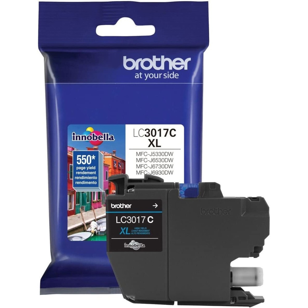 BRTLC3017C - High-yield ink cartridge features Innobella ink technology for print longevity, richer colors and sharper images in your Brother MFC-J5330DW, MFC-J6530DW, MFC-6730DW and MFC-J6930DW. Innobella ink is fade-resistant and color-fast to deliver high-quality images that stay vivid for years. All Brother Genuine printer supplies are designed as part of an entire intelligent printing system. Cartridge yields approximately 550 pages.