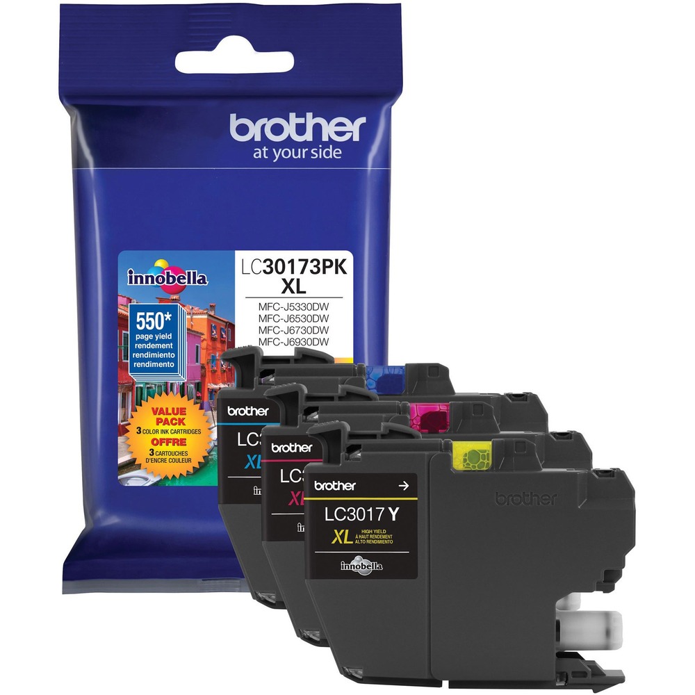 BRTLC30173PK - High-yield ink cartridges feature Innobella ink technology for print longevity, richer colors and sharper images in your Brother MFC-J5330DW, MFC-J6530DW, MFC-6730DW and MFC-J6930DW. Innobella ink is fade-resistant and color-fast to deliver high-quality images that stay vivid for years. All Brother Genuine printer supplies are designed as part of an entire intelligent printing system. Each cartridge yields approximately 550 pages.