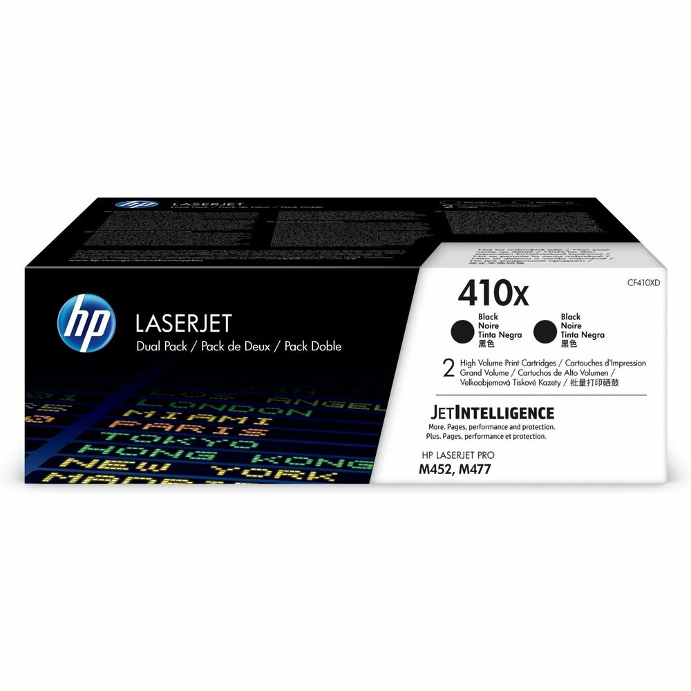 HEWCF410XD - Count on this high-yield toner cartridge with JetIntelligence to deliver more pages than ever at fast speeds in your HP LaserJet Pro M452 and M477. Intelligently track toner levels with print-gauge technology to help ensure you get the pages you paid for. Anti-fraud technology and HP ColorSphere 3 toner ensure HP professional quality for producing sharp text, bold blacks and crisp graphics. Quickly replace your cartridge, using auto seal removal and easy-open packaging. Each cartridge yields approximately 6,500 pages. More from the Manufacturer