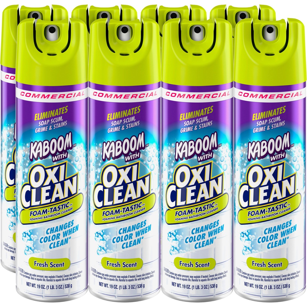 CDC5703700071CT - Foaming bathroom cleaner features a unique, color-changing formula that goes on blue and turns white to let you know when the surface is clean without any hard scrubbing. When the foam turns white, just wipe and rinse to reveal a brilliant shine without any dulling residue. OxiClean stain-fighting bubbles get to work immediately on contact to power through soap scum, hard water, calcium, lime stains and more. Fast-acting, gentle ingredients will not stain surfaces and leave behind a fresh, enjoyable scent.