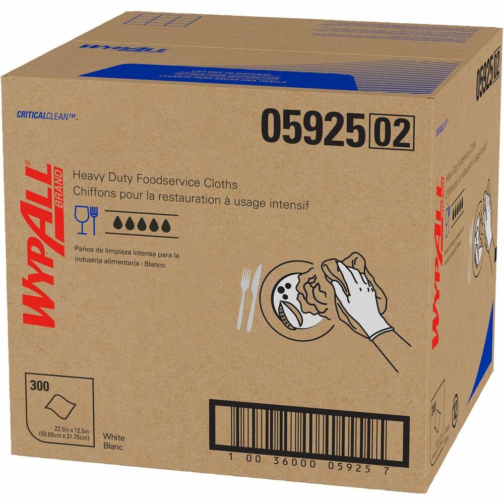 KCC05925 - WypAll X70 Foodservice Wipers are versatile, reusable and ideal for all of your general cleaning needs. With a strong yet soft cloth-like feel, they have what it takes to tackle those heavy-duty industrial jobs usually handled by cloth rags. Textured pattern helps trap and pick up food particles. Long-lasting performance extends usage and reduces waste. They are durable enough for machine-washing or soaking in sanitizer solutions. These 1/4-fold towels fit in Quarterfold Wiper Dispensers. More from the Manufacturer