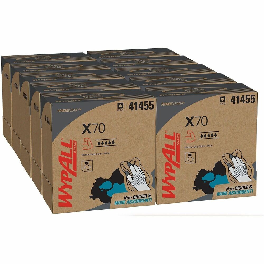 KCC41455CT - WypAll X70 are heavy-duty cloths with high-tech, HydroKnit fast-absorbing material. WypAll X70 premium industrial cloths are made of soft pulp fibers, bonded to a polypropylene base sheet for absorbency and tear-resistance, making them suitable for removing dirt, oil, grime and solvents in a variety of industrial and manufacturing industries. Plus, they come in an innovative, pop-up box dispenser and are so sturdy that they can often be used more than once. They are designed to clean surfaces and tools, making them a must-have for the HVAC, automotive, manufacturing and industrial industries.