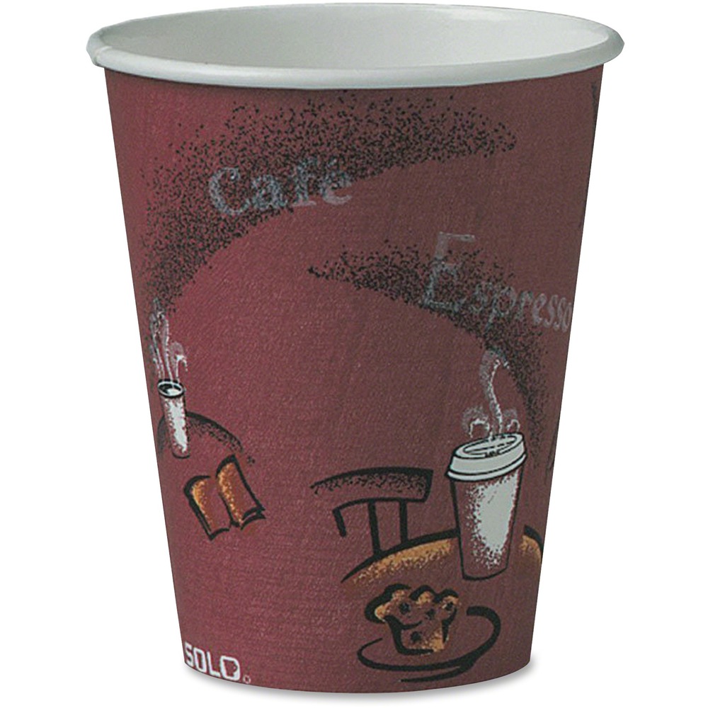 SCC378SI0041CT - Bistro Paper Hot Cups are great for serving hot beverages like coffee, tea or cocoa. The cup interior is lined with polyethylene that acts as a moisture barrier to keep liquid inside the cup and prevent leaking. Smooth rolled rim gives rigidity to the cup and ensures a leak-resistant lid fit. One lid (sold separately) fits five cup sizes (10 oz. squat to 24 oz.) for operational efficiency.