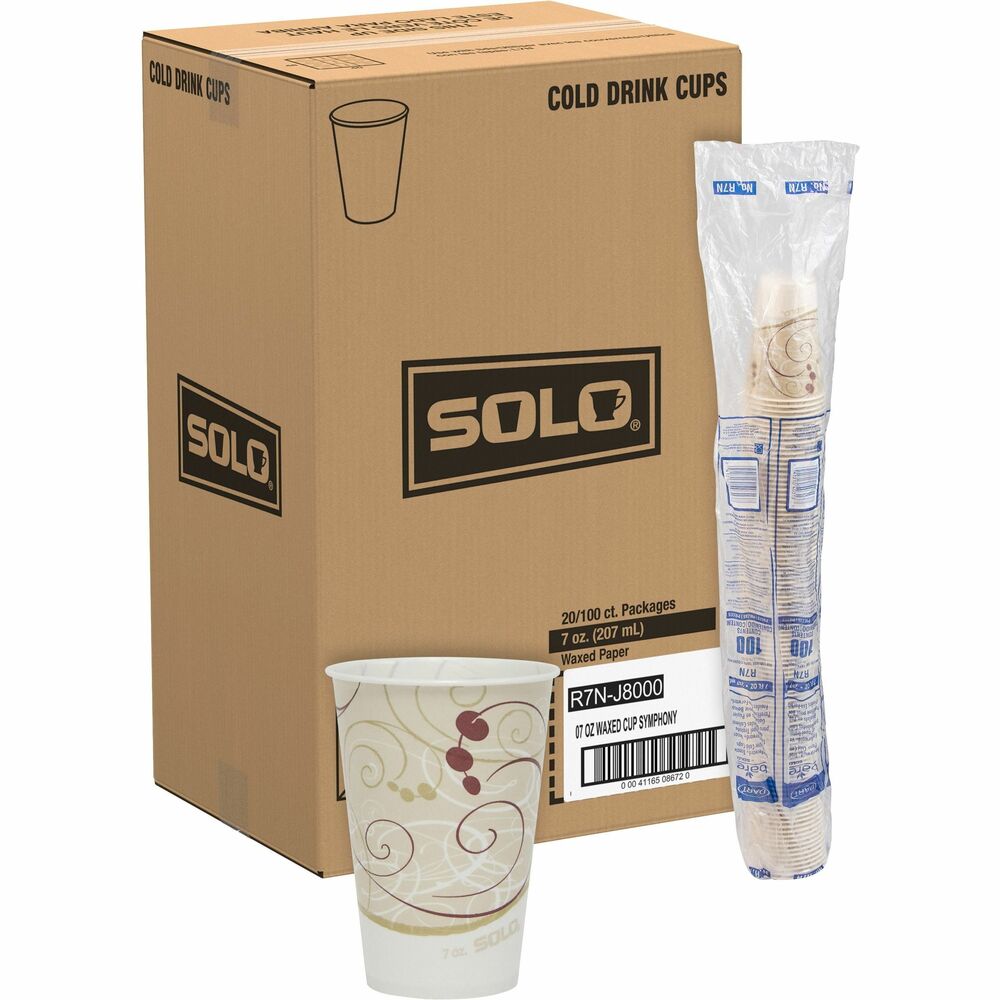 SCCR7NJ8000 - Paper cold cups feature a wet wax coating that is perfect for heavier applications such as milkshakes or smoothies. Plus, the wet wax coating offers superior rigidity as compared to a double-side poly cup. Cups are designed for Solo 7 oz. Polystyrene Flat Lids with Straw Slot and Identification Buttons (sold separately). More from the Manufacturer