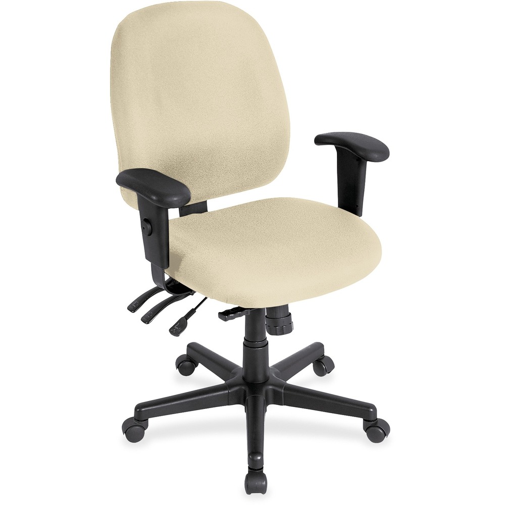 EUT498SL007 - 4x4sl Task Chair with Seat Slider provides all-day comfort with its contoured cushions and ergonomic features. Tilt-tension control with tilt lock allows you to adjust the recline rate based on your weight. Center tilt with adjustable tension gives you the ability to rock. Back-angle adjustment sets the back angle for personalized comfort in a reclined position. Seat-height adjustment allows you to set the height to the desired position relative to the floor. Adjust seat depth relative to the back. Waterfall seat slopes to reduce pressure on the back of your knees for extra comfort. Forward seat tilt changes the angle of the seat to enable proper ergonomic posture while using a keyboard. Arm-height adjustment allows you to move the arms up or down for proper ergonomic positioning. Ratchet-back height adjustment allows the backrest to easily adjust relative to the seat for personalized lumbar region support and comfort. Dillion vinyl-upholstered chair adds comfort to any space.