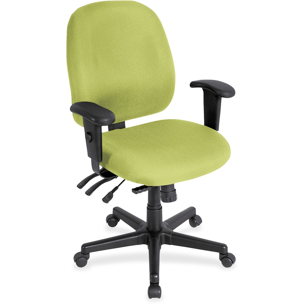 EUT498SL009 - 4x4sl Task Chair with Seat Slider provides all-day comfort with its contoured cushions and ergonomic features. Tilt-tension control with tilt lock allows you to adjust the recline rate based on your weight. Center tilt with adjustable tension gives you the ability to rock. Back-angle adjustment sets the back angle for personalized comfort in a reclined position. Seat-height adjustment allows you to set the height to the desired position relative to the floor. Adjust seat depth relative to the back. Waterfall seat slopes to reduce pressure on the back of your knees for extra comfort. Forward seat tilt changes the angle of the seat to enable proper ergonomic posture while using a keyboard. Arm-height adjustment allows you to move the arms up or down for proper ergonomic positioning. Ratchet-back height adjustment allows the backrest to easily adjust relative to the seat for personalized lumbar region support and comfort. Dillion vinyl-upholstered chair adds comfort to any space.