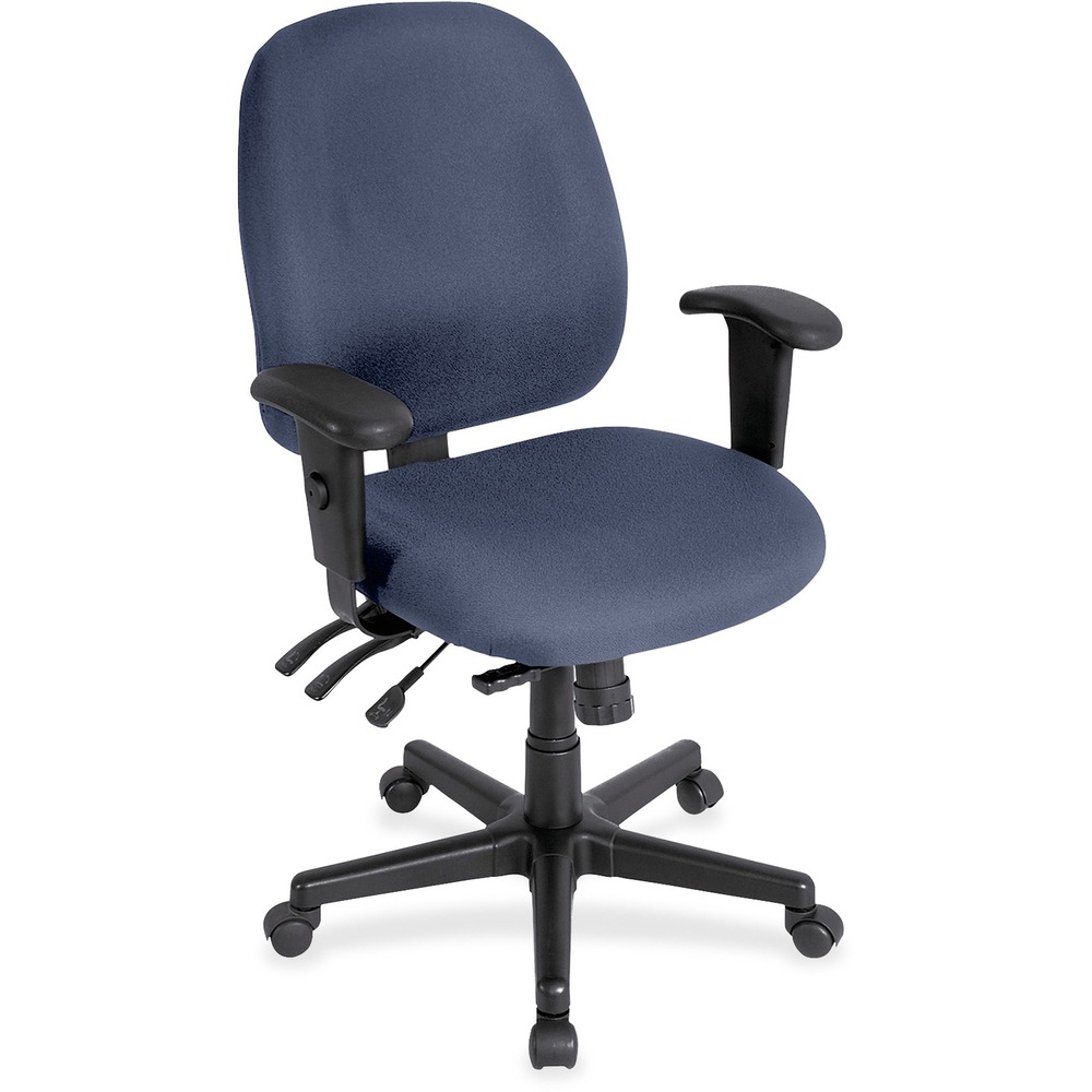 EUT498SL010 - 4x4sl Task Chair with Seat Slider provides all-day comfort with its contoured cushions and ergonomic features. Tilt-tension control with tilt lock allows you to adjust the recline rate based on your weight. Center tilt with adjustable tension gives you the ability to rock. Back-angle adjustment sets the back angle for personalized comfort in a reclined position. Seat-height adjustment allows you to set the height to the desired position relative to the floor. Adjust seat depth relative to the back. Waterfall seat slopes to reduce pressure on the back of your knees for extra comfort. Forward seat tilt changes the angle of the seat to enable proper ergonomic posture while using a keyboard. Arm-height adjustment allows you to move the arms up or down for proper ergonomic positioning. Ratchet-back height adjustment allows the backrest to easily adjust relative to the seat for personalized lumbar region support and comfort. Dillion vinyl-upholstered chair adds comfort to any space.