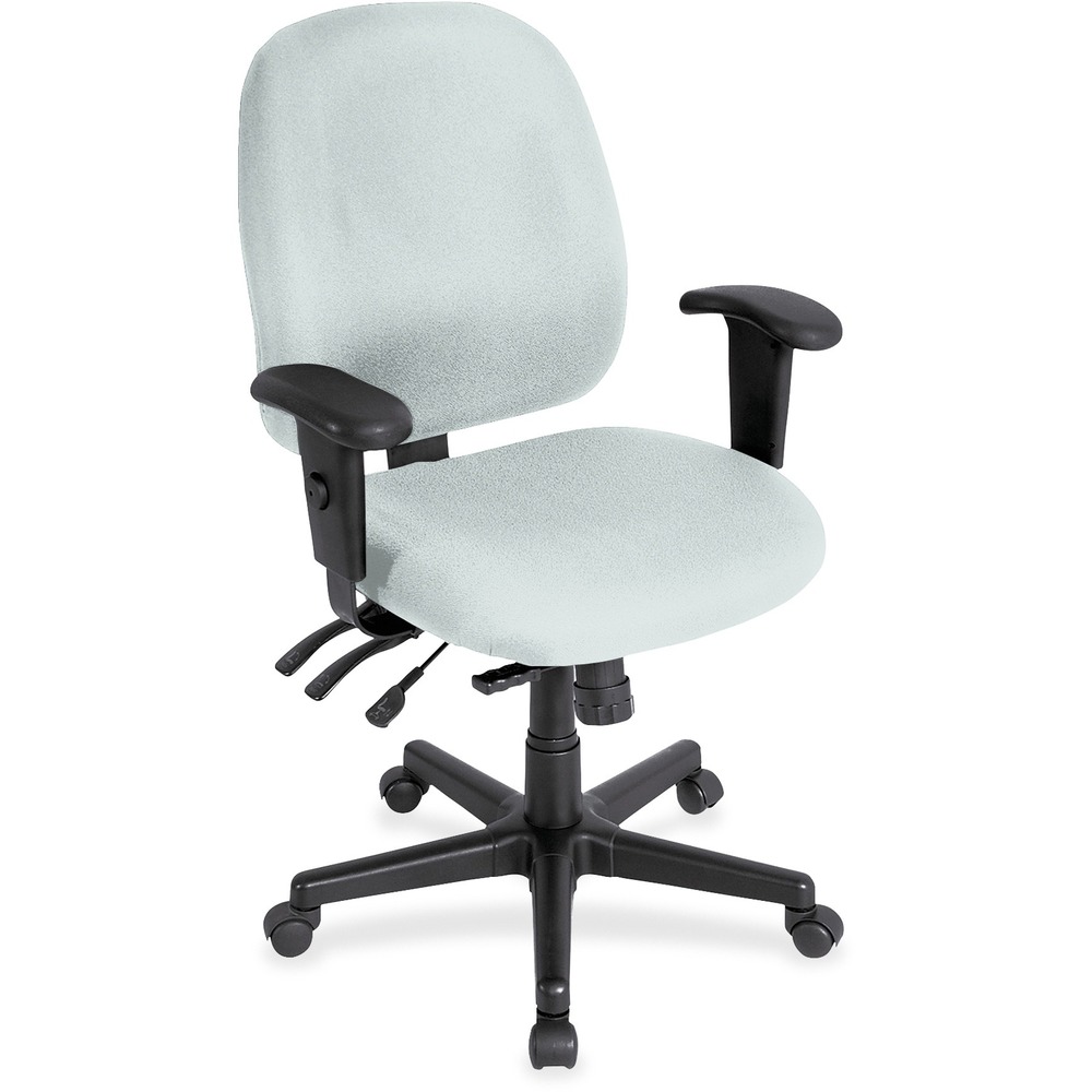 EUT498SL102 - 4x4sl Task Chair with Seat Slider provides all-day comfort with its contoured cushions and ergonomic features. Tilt-tension control with tilt lock allows you to adjust the recline rate based on your weight. Center tilt with adjustable tension gives you the ability to rock. Back-angle adjustment sets the back angle for personalized comfort in a reclined position. Seat-height adjustment allows you to set the height to the desired position relative to the floor. Adjust seat depth relative to the back. Waterfall seat slopes to reduce pressure on the back of your knees for extra comfort. Forward seat tilt changes the angle of the seat to enable proper ergonomic posture while using a keyboard. Arm-height adjustment allows you to move the arms up or down for proper ergonomic positioning. Ratchet-back height adjustment allows the backrest to easily adjust relative to the seat for personalized lumbar region support and comfort. Castillo vinyl-upholstered chair adds comfort to any space.