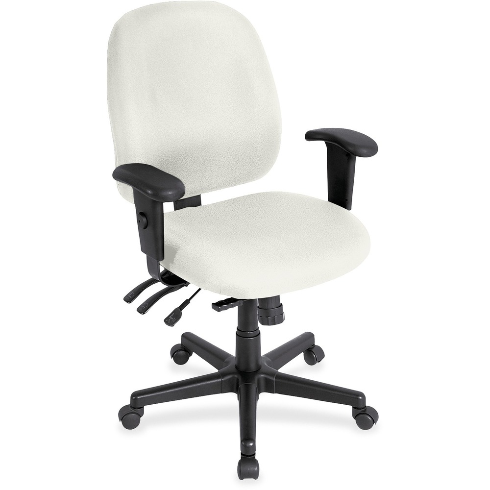 EUT498SL103 - 4x4sl Task Chair with Seat Slider provides all-day comfort with its contoured cushions and ergonomic features. Tilt-tension control with tilt lock allows you to adjust the recline rate based on your weight. Center tilt with adjustable tension gives you the ability to rock. Back-angle adjustment sets the back angle for personalized comfort in a reclined position. Seat-height adjustment allows you to set the height to the desired position relative to the floor. Adjust seat depth relative to the back. Waterfall seat slopes to reduce pressure on the back of your knees for extra comfort. Forward seat tilt changes the angle of the seat to enable proper ergonomic posture while using a keyboard. Arm-height adjustment allows you to move the arms up or down for proper ergonomic positioning. Ratchet-back height adjustment allows the backrest to easily adjust relative to the seat for personalized lumbar region support and comfort. Dillion vinyl-upholstered chair adds comfort to any space.