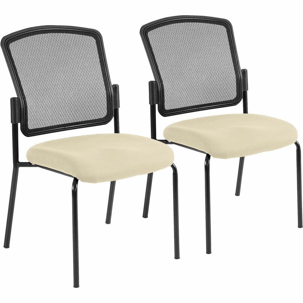 EUT7014007 - Dakota Stacking Guest Chair is a perfect, all-around seating solution with its sturdy, steel frame and functional design. Mesh back increases airflow for a comfortable sitting experience. Dillon vinyl-upholstered, padded seat enhances comfort during long periods of sitting. Armless design provides plenty of room without restricting your movement. Optional casters are available (not included) for easy mobility. Chair is Greenguard certified to produce low chemical emissions.