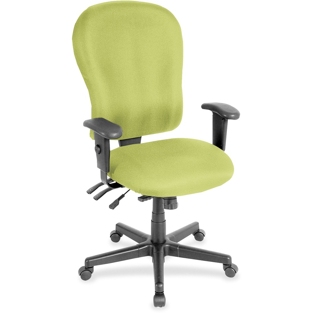 EUTFM4080009 - 4x4xl High Back Task Chair is an economical chair that provides all-day comfort with its contoured cushions and ergonomic features. Tilt-tension control with tilt lock allows you to adjust the recline rate based on your weight. Center tilt with adjustable tension gives you the ability to rock. Back-angle adjustment sets the back angle for personalized comfort in a reclined position. Seat-height adjustment allows you to set the height to the desired position relative to the floor. Waterfall seat slopes to reduce pressure on the back of your knees for extra comfort. Forward seat tilt changes the angle of the seat to enable proper ergonomic posture while using a computer keyboard. Arm-height adjustment lets you to move the arms up or down for proper ergonomic positioning. Ratchet-back height adjustment allows the backrest to easily adjust relative to the seat for personalized lumbar region support and comfort. Dillon vinyl-upholstered chair adds soft comfort to any space.