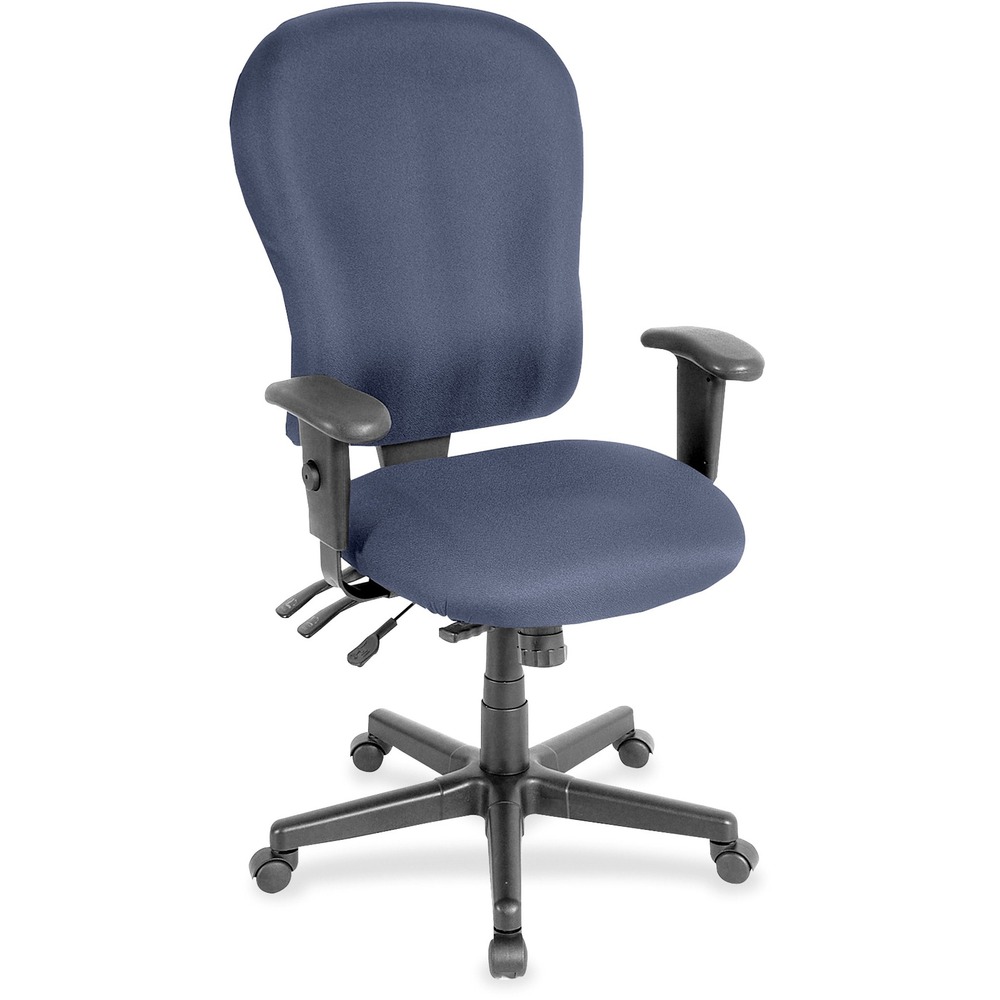 EUTFM4080010 - 4x4xl High Back Task Chair is an economical chair that provides all-day comfort with its contoured cushions and ergonomic features. Tilt-tension control with tilt lock allows you to adjust the recline rate based on your weight. Center tilt with adjustable tension gives you the ability to rock. Back-angle adjustment sets the back angle for personalized comfort in a reclined position. Seat-height adjustment allows you to set the height to the desired position relative to the floor. Waterfall seat slopes to reduce pressure on the back of your knees for extra comfort. Forward seat tilt changes the angle of the seat to enable proper ergonomic posture while using a computer keyboard. Arm-height adjustment lets you to move the arms up or down for proper ergonomic positioning. Ratchet-back height adjustment allows the backrest to easily adjust relative to the seat for personalized lumbar region support and comfort. Dillon vinyl-upholstered chair adds soft comfort to any space.