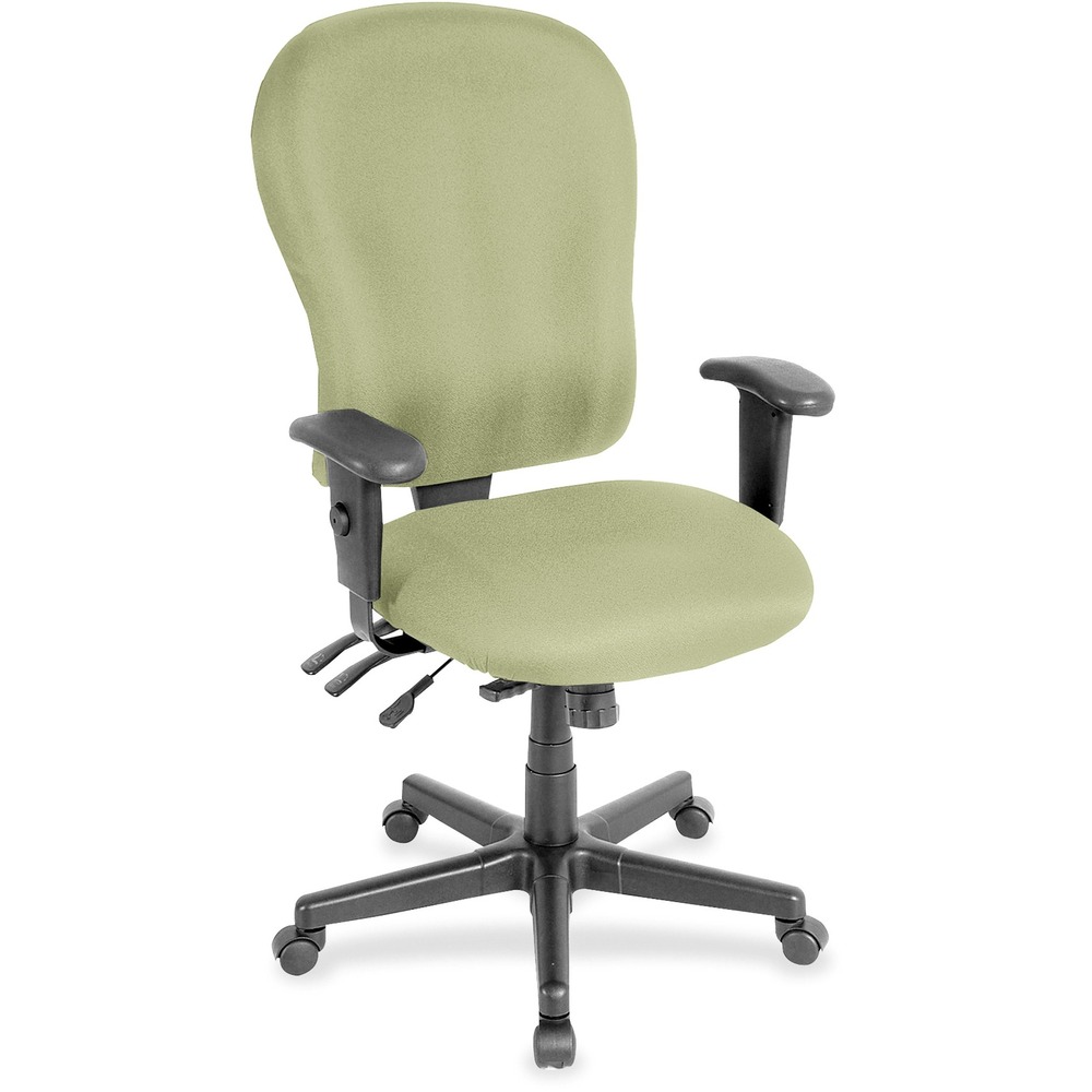 EUTFM4080069 - 4x4xl High Back Task Chair is an economical chair that provides all-day comfort with its contoured cushions and ergonomic features. Tilt-tension control with tilt lock allows you to adjust the recline rate based on your weight. Center tilt with adjustable tension gives you the ability to rock. Back-angle adjustment sets the back angle for personalized comfort in a reclined position. Seat-height adjustment allows you to set the height to the desired position relative to the floor. Waterfall seat slopes to reduce pressure on the back of your knees for extra comfort. Forward seat tilt changes the angle of the seat to enable proper ergonomic posture while using a computer keyboard. Arm-height adjustment lets you to move the arms up or down for proper ergonomic positioning. Ratchet-back height adjustment allows the backrest to easily adjust relative to the seat for personalized lumbar region support and comfort. Dillon vinyl-upholstered chair adds soft comfort to any space.