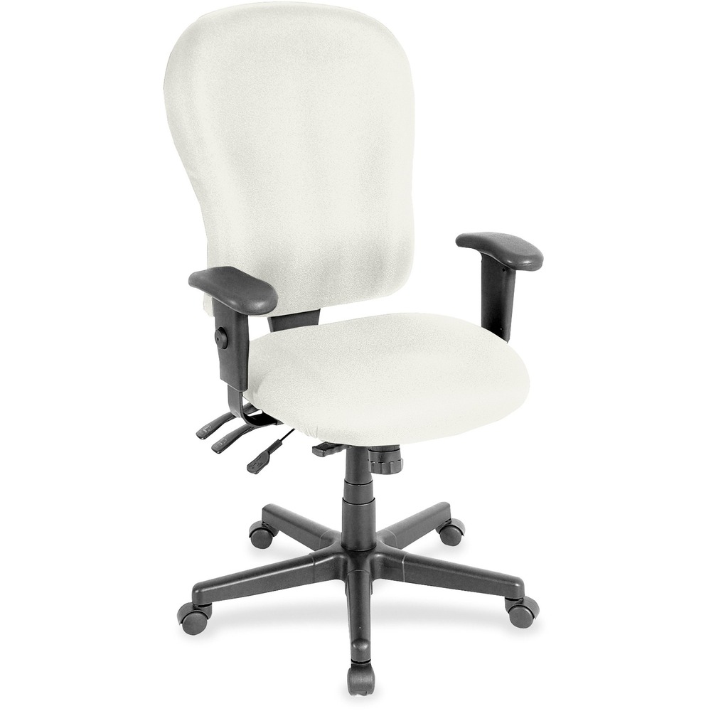 EUTFM4080103 - 4x4xl High Back Task Chair is an economical chair that provides all-day comfort with its contoured cushions and ergonomic features. Tilt-tension control with tilt lock allows you to adjust the recline rate based on your weight. Center tilt with adjustable tension gives you the ability to rock. Back-angle adjustment sets the back angle for personalized comfort in a reclined position. Seat-height adjustment allows you to set the height to the desired position relative to the floor. Waterfall seat slopes to reduce pressure on the back of your knees for extra comfort. Forward seat tilt changes the angle of the seat to enable proper ergonomic posture while using a computer keyboard. Arm-height adjustment lets you to move the arms up or down for proper ergonomic positioning. Ratchet-back height adjustment allows the backrest to easily adjust relative to the seat for personalized lumbar region support and comfort. Dillon vinyl-upholstered chair adds soft comfort to any space.
