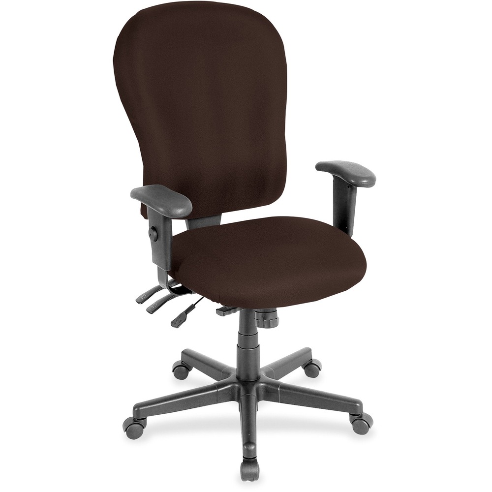 EUTFM4080105 - 4x4xl High Back Task Chair is an economical chair that provides all-day comfort with its contoured cushions and ergonomic features. Tilt-tension control with tilt lock allows you to adjust the recline rate based on your weight. Center tilt with adjustable tension gives you the ability to rock. Back-angle adjustment sets the back angle for personalized comfort in a reclined position. Seat-height adjustment allows you to set the height to the desired position relative to the floor. Waterfall seat slopes to reduce pressure on the back of your knees for extra comfort. Forward seat tilt changes the angle of the seat to enable proper ergonomic posture while using a computer keyboard. Arm-height adjustment lets you to move the arms up or down for proper ergonomic positioning. Ratchet-back height adjustment allows the backrest to easily adjust relative to the seat for personalized lumbar region support and comfort. Canyon vinyl-upholstered chair adds soft comfort to any space.