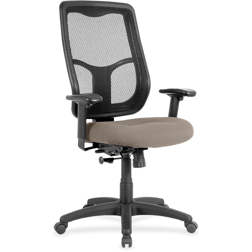 EUTMTHB94008 - Apollo High Back Chair with Ratchet Back combines value, comfort, adjustability and quality to give you a comfortable seating option with a breathable, mesh back. Tilt tension control with tilt lock allows you to adjust the recline rate based on your weight. Synchro-tilt allows the back to recline in a preset ratio to the seat. Seat-height adjustment allows you to set the height to the desired position relative to the floor. Fabric-upholstered, waterfall seat slopes to reduce pressure on the back of your knees for extra comfort through prolonged periods. Arms are both width-adjustable and height-adjustable for proper ergonomic positioning. 2.8" ratchet-back, height adjustment allows the backrest to easily adjust up or down relative to the seat for personalized lumbar region support and comfort. Chair is Greenguard certified to have low chemical emissions.