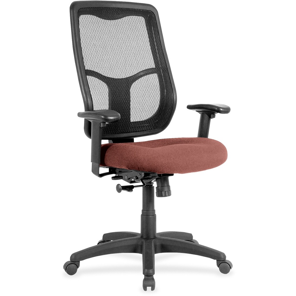 EUTMTHB94106 - Apollo High Back Chair with Ratchet Back combines value, comfort, adjustability and quality to give you a comfortable seating option with a breathable, mesh back. Tilt tension control with tilt lock allows you to adjust the recline rate based on your weight. Synchro-tilt allows the back to recline in a preset ratio to the seat. Seat-height adjustment allows you to set the height to the desired position relative to the floor. Fabric-upholstered, waterfall seat slopes to reduce pressure on the back of your knees for extra comfort through prolonged periods. Arms are both width-adjustable and height-adjustable for proper ergonomic positioning. 2.8" ratchet-back, height adjustment allows the backrest to easily adjust up or down relative to the seat for personalized lumbar region support and comfort. Chair is Greenguard certified to have low chemical emissions.