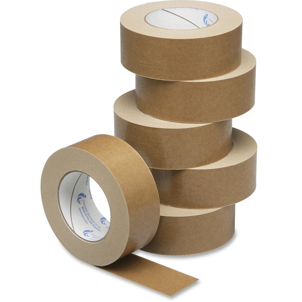 NSN2902026 - General-purpose tape is made from quality Kraft paper with a natural rubber adhesive that stands up to extreme temperatures and humid conditions. The 6.1 mil thick paper is stronger and more resistant to moisture. Tape tears easily by hand without the use of a dispenser.