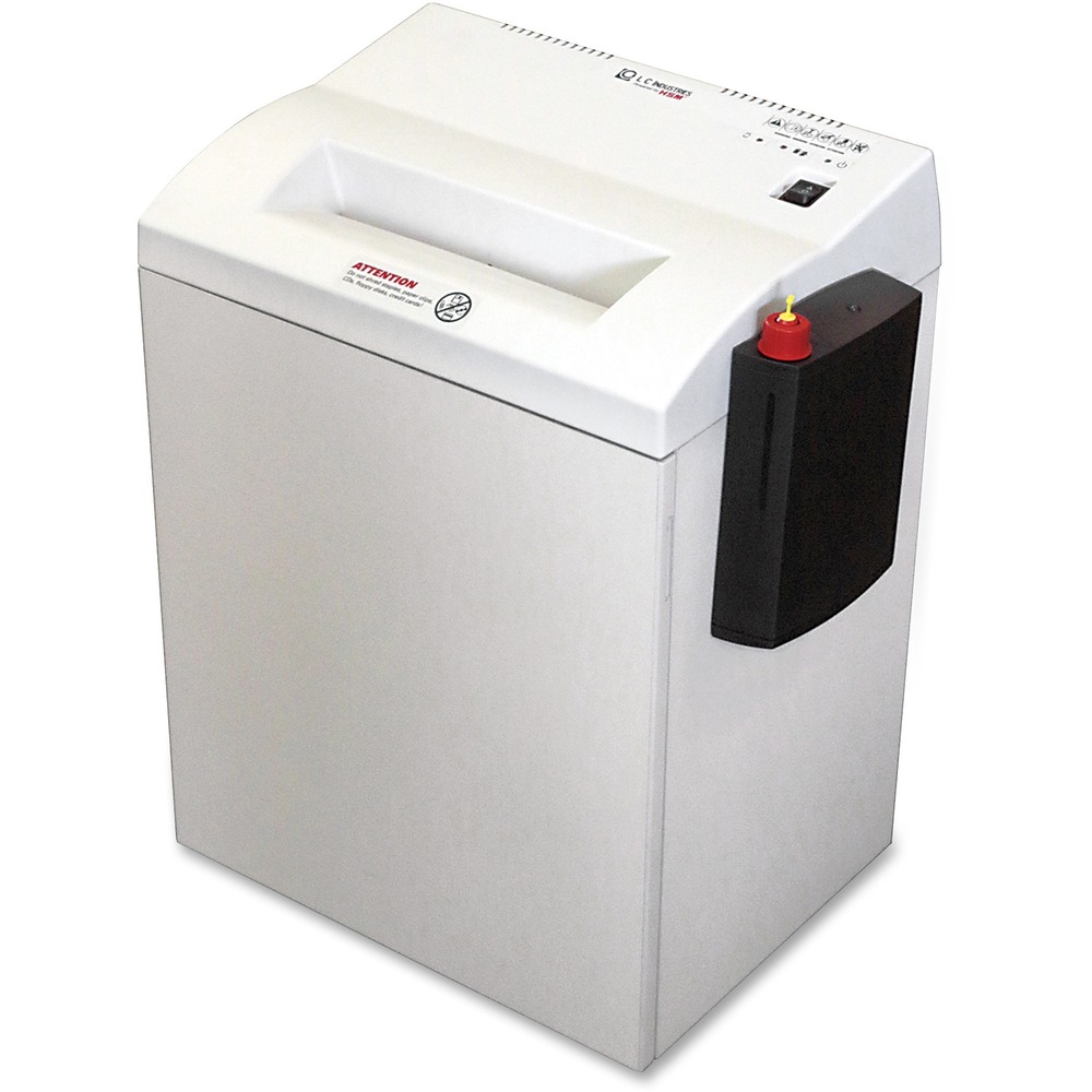 NSN6313693 - High-security cross-cut paper shredder destroys sensitive paper documents. Shredder features a 10" wide top feed and shreds up to 7 sheets of paper per pass with a Level 6 security level. It includes a 15-gallon capacity waste container. Hardened steel cutters ensure a lasting, precise cut and stand up to wear. Motor is thermally protected against overheating under prolonged use. Recommended for five to seven users, shredder features a built-in integrated automatic oiler and meets NSA/CSS Specification 02-01.