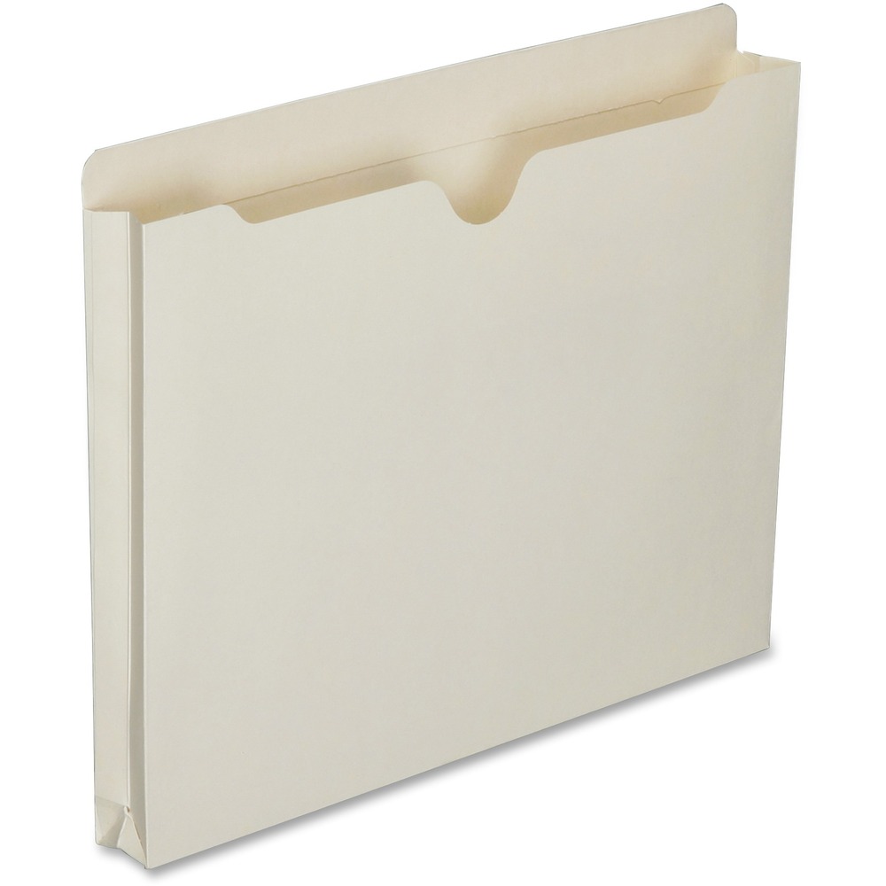NSN6321013 - Expanding file jackets are ideal for organizing and transporting your files. The 1/2" high, straight-cut, double-ply tabs are reinforced for added durability and easy indexing. Closed jacket sides help keep papers and loose items secure while the thumb-cut notch allows easy access. Use these file jackets in vertical or lateral filing systems. Acid-free, archival-quality folders are made of 11 point manila stock and 30 percent post-consumer recycled materials.