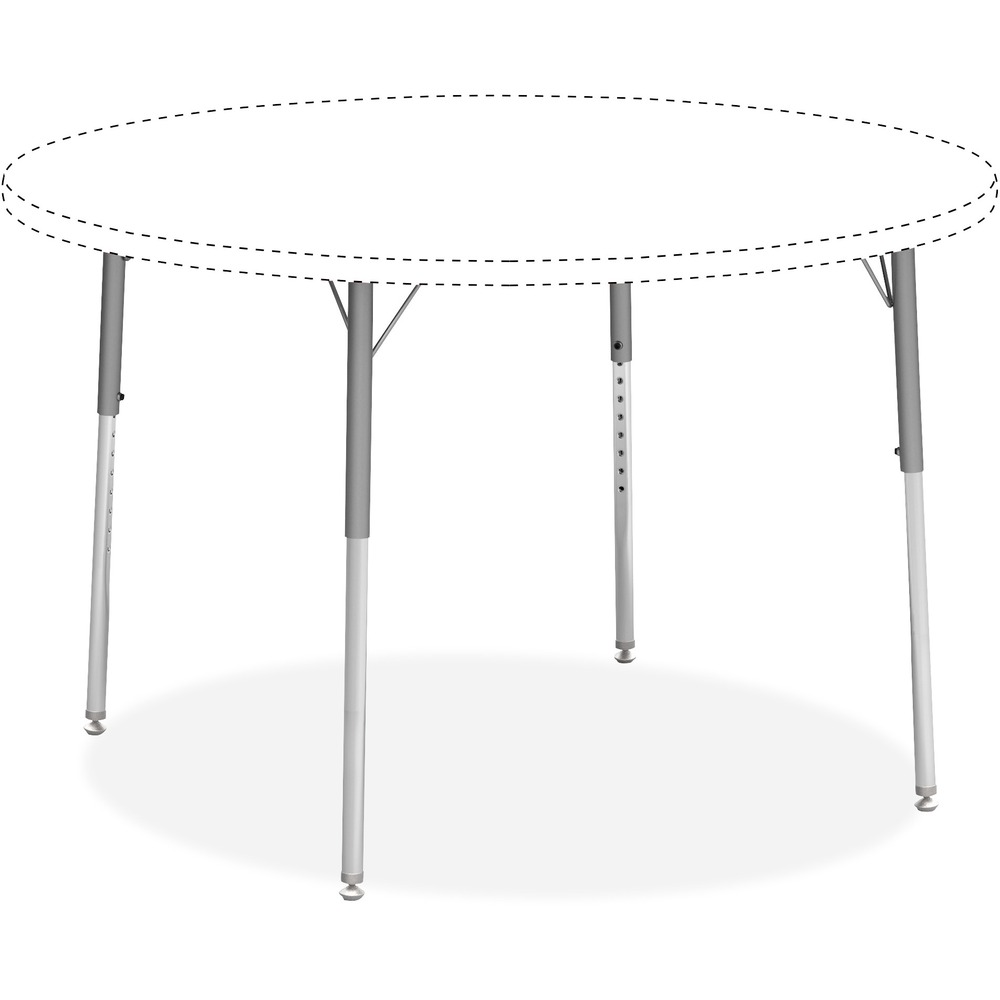 LLR99926 - These adjustable legs are great for standard-height worksurfaces. They attach easily to Lorell Rectangular, Round and Kidney-shaped Activity Tabletops (sold separately) and adjust from 22" to 30" high in 1" increments. Each leg has a Silver Mist upper portion that is fixed onto the tabletop and a chrome lower insert that slides into the upper portion for easy height-adjustment.