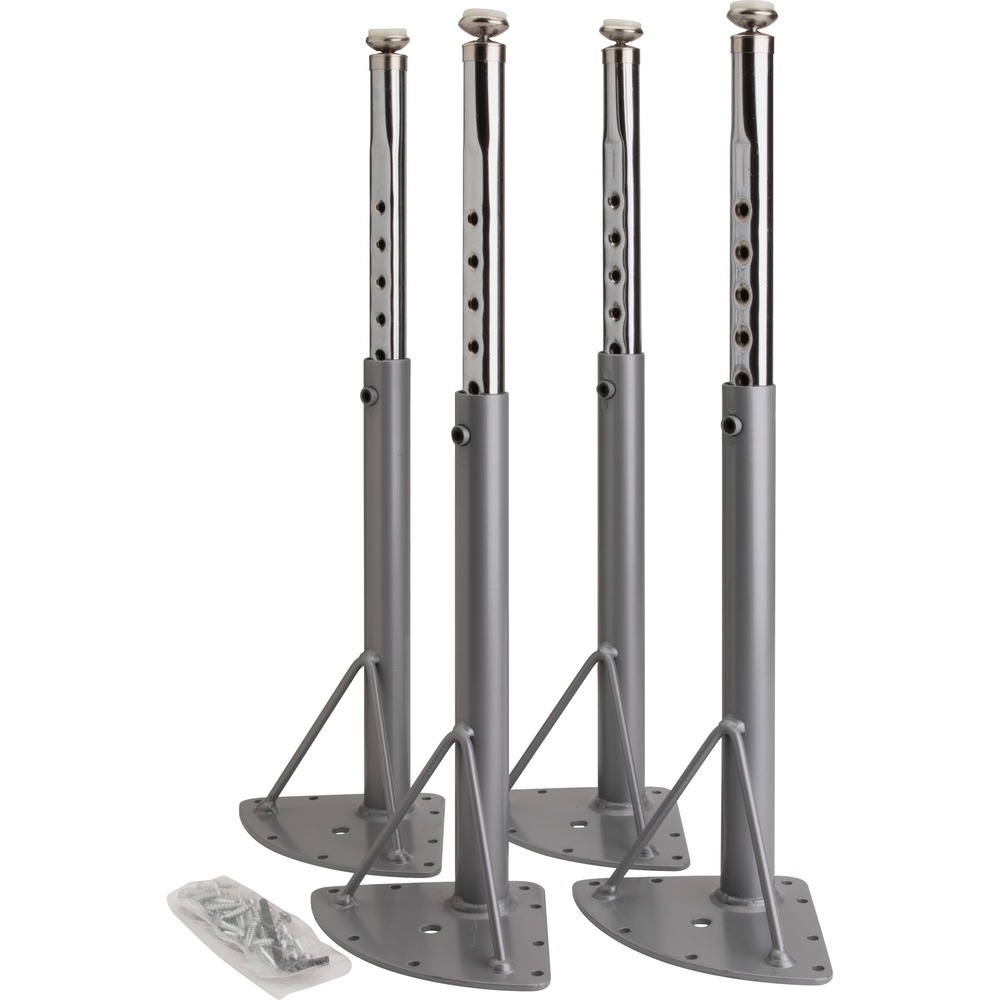 LLR99927 - These adjustable legs offer an excellent solution to early childhood classrooms that require low-height worksurfaces. They attach easily to Lorell Rectangular, Round and Kidney-shaped Activity Tabletops (sold separately) and adjust from 17" to 25" in 1" increments. Each leg has a Silver Mist upper portion that is fixed onto the tabletop and a chrome lower insert that slides into the upper portion for easy height-adjustment.