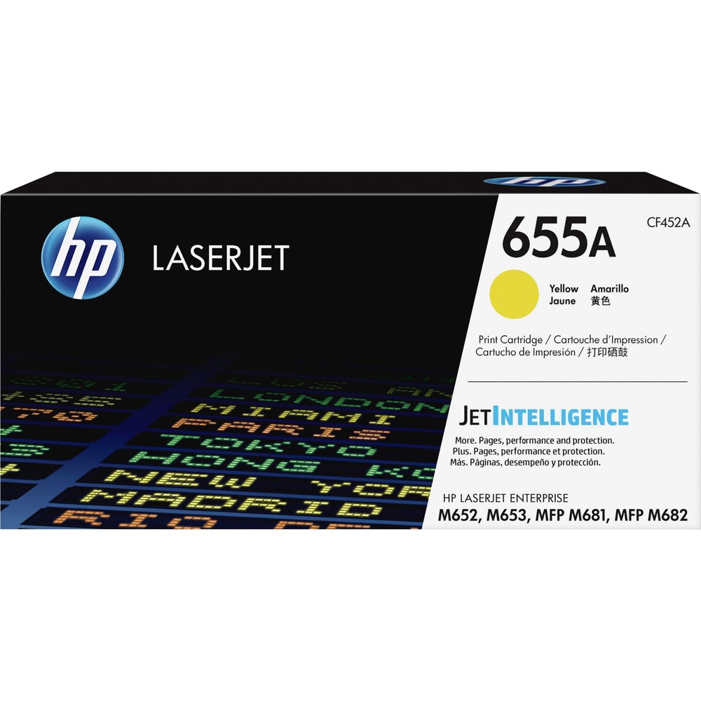 HEWCF452A - Count on this Original HP toner cartridge with JetIntelligence for high quality at fast speeds in your HP Color LaserJet Enterprise Color M652 series, M653 series and Color LaserJet Enterprise MFP M681 series. Look professional on every page with vibrant, high-quality prints that stand the test of time. Page maximizer technology delivers more pages per cartridge than before. Intelligently track toner levels with print-gauge technology to help ensure you get the pages you paid for. Innovative, anti-fraud technology helps ensure you're getting authentic HP quality. Quickly replace your cartridges with auto seal removal and easy-open packaging. Maximize efficiency with this toner cartridge specially designed to work best with your HP LaserJet Enterprise. The HP 655A cartridge yields approximately 10,500 pages. More from the Manufacturer