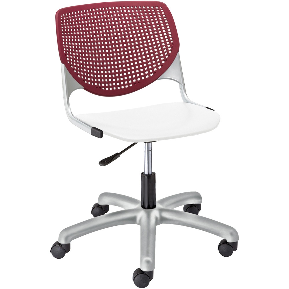 KFITK2300B7S8 - Kool Task Chair with color-contrasting, polypropylene back and seat adds flair and comfort to any space. Ergonomic, perforated back offers an attractive design that enhances circulation and airflow. Radius conforms to your back for maximum comfort. The 12-gauge frame with 16-gauge, tubed steel provides a secure, supportive base for optimal longevity. Chair swivels 360 degrees for maximum movement. Pneumatic gas lift raises or lowers chair for optimal height options. Five-star base includes hooded, dual-wheel casters for easy mobility.