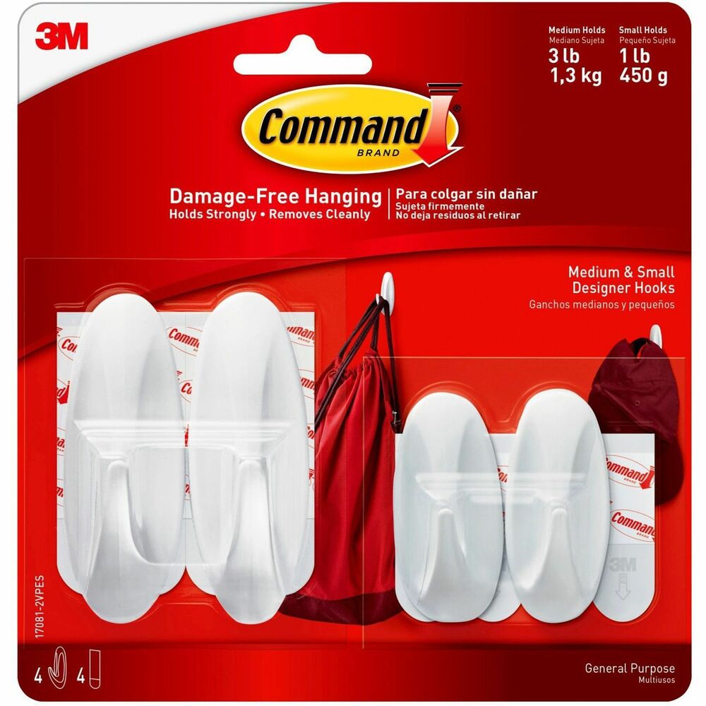 MMM170812VPES - Forget about nails, screws and tacks. Command Designer Hooks offer a fast, easy way to hang and hold a surprising amount of weight. Command Adhesive sticks to many surfaces, including paint, wood, tile and more, yet comes off leaving no holes, marks, sticky residue or stains. Rehanging is as easy as applying a Command Refill Strip so you can take down, move and reuse them again and again. Bilingual packaging is printed in English and Spanish. More from the Manufacturer