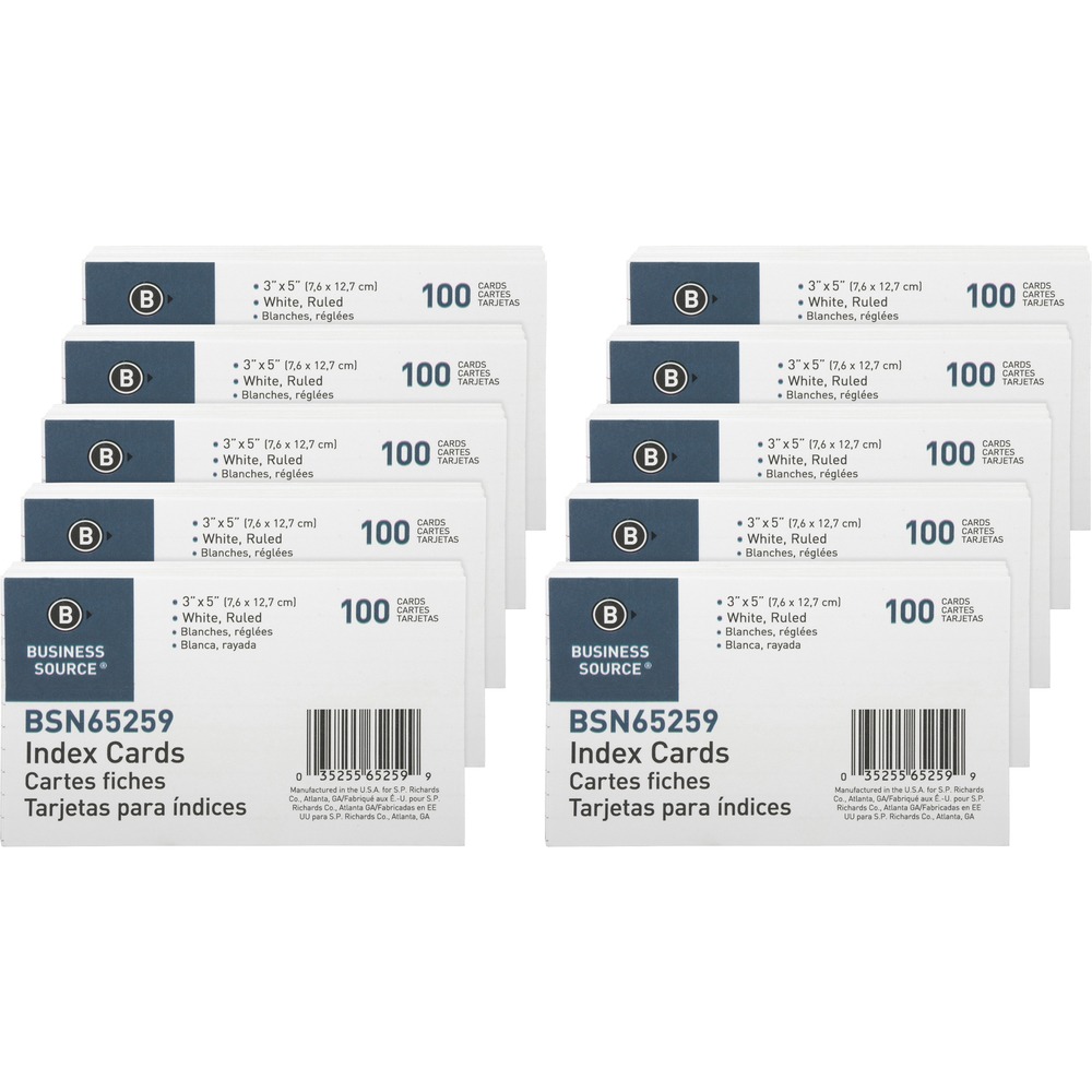 BSN65259BX - Ruled index cards make note-taking easy and simple. Cards are rotary-cut for uniform height and horizontally ruled on one side only for versatile note-taking space. Each card offers an 8 point thickness, 72 lb. basis weight and a 160 gsm index cardstock.