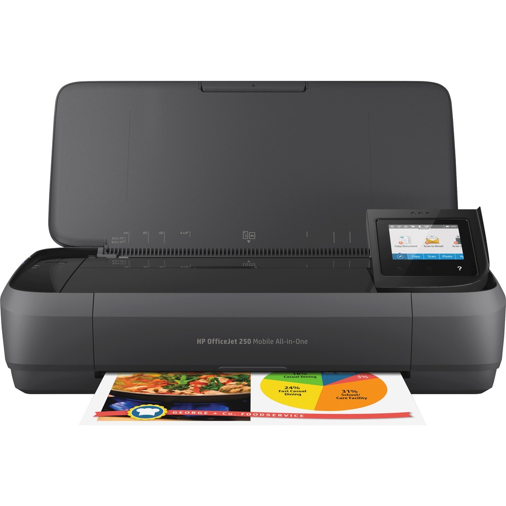 HEWCZ992A - This portable, all-in-one printer with a 2.65" color touch screen fits in your car, backpack and more for convenient use virtually anywhere. Quickly print, copy and scan multipage documents hands-free with the 10-page automatic document feeder. Bluetooth Smart technology and Wi-Fi Direct let you simply connect and print from your laptop or mobile devices. Auto Wireless connect makes setup fast and simple to let you start printing directly out of the box. Its powerful, long-lasting battery reduces charging interruptions to keep you working for longer. And when it's depleted, just plug in your AC power source to charge it fully within 90 minutes. Keep moving throughout your day with fast print speeds up to 10 pages per minute in black and up to 7 pages per minute in color. Plus, its premium design and quiet performance let you impress clients without noisy interruptions. Inkjet printer also features 700 MHz processor speed, 256MB DDR3 memory, up to 50-page paper input and more.