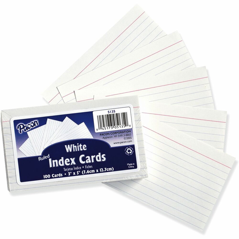 PAC5135 - Organize notes, files, project lists and contact information with these ruled index cards. They are also great for presentations. Sturdy tagboard cards are 1/4" ruled on one side.