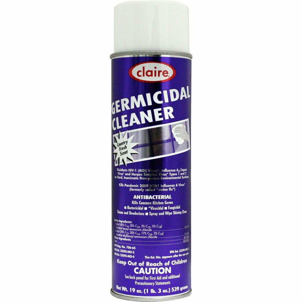 CGCCL876 - Germicidal Cleaner is EPA-registered and demonstrates effectiveness against viruses similar to Coronavirus on hard, nonporous surfaces. Cleaner disinfects HIV-1, Influenza A and Herpes Simplex Virus Types 1 and 2 on hard, inanimate, nonporous environmental surfaces. It also kills H1N1 Influenza A Virus. Antibacterial spray kills common kitchen germs and is bactericidal, virucidal and fungicidal. Use it to clean and deodorize homes, hospitals, nursing homes, clinics, medical facilities, businesses, hotels, motels, restaurants, schools, institutions and commercial establishments.