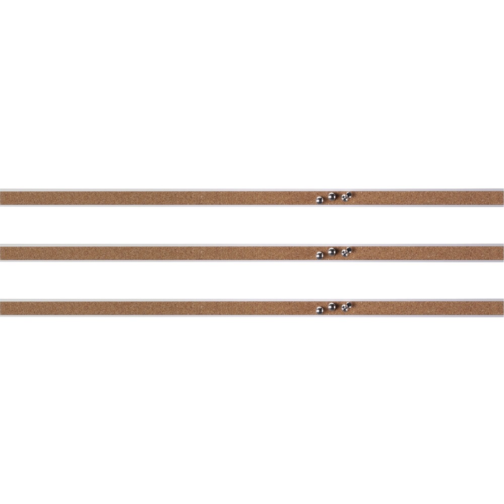 LLR49532BD - Tack up notes and reminders with this 18" natural cork bulletin bar without taking up a lot of space. Self-healing cork surface eliminates unsightly pinholes. Bulletin bar is framed with smooth, anodized aluminum. It easily installs above whiteboards and chalkboards or secures directly to any wall. Easily mount by adhesive foam tape or magnetic strip. Ends of multiple bars can be joined to increase display length. Bulletin bar strip includes three pushpins.